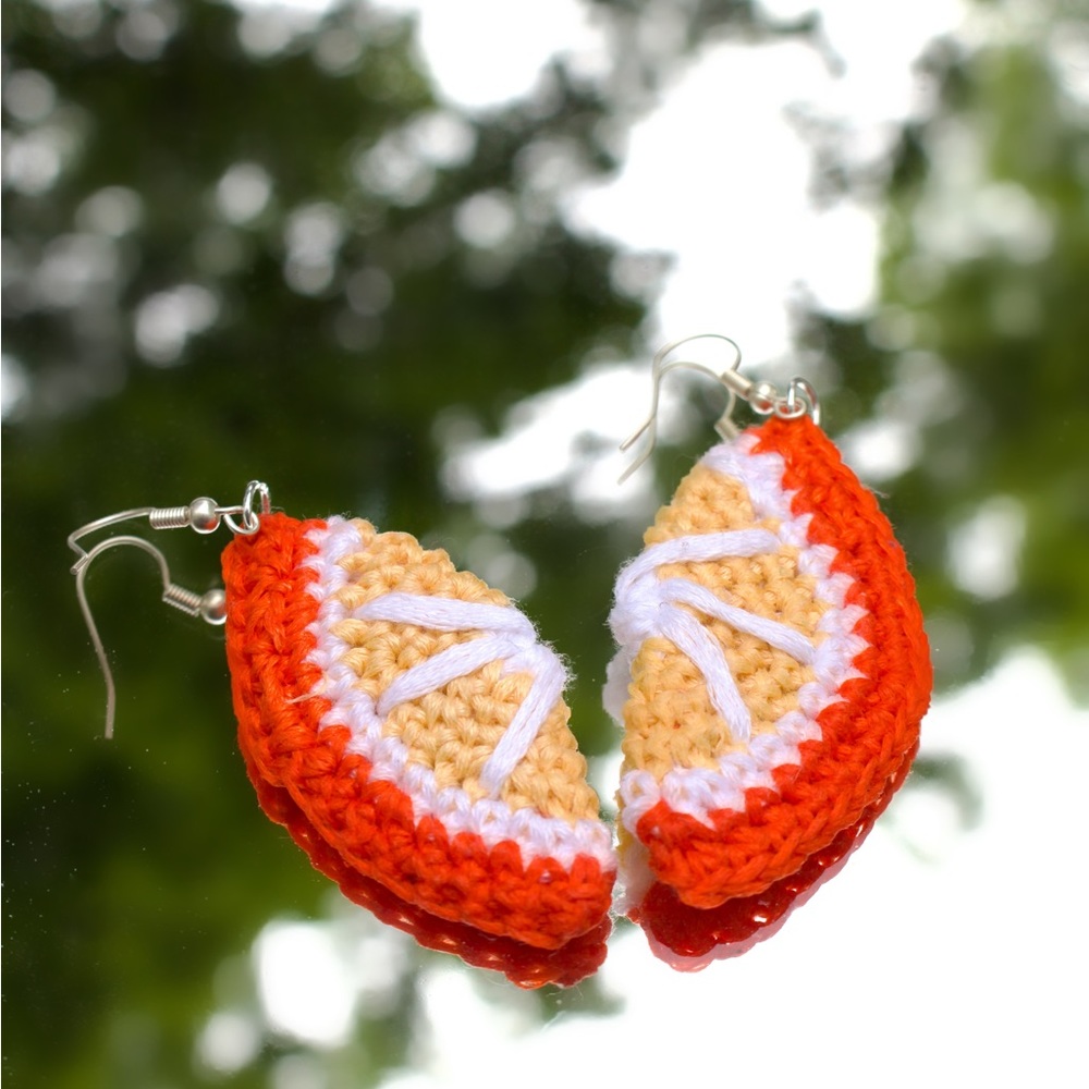 Orange crotchet earrings